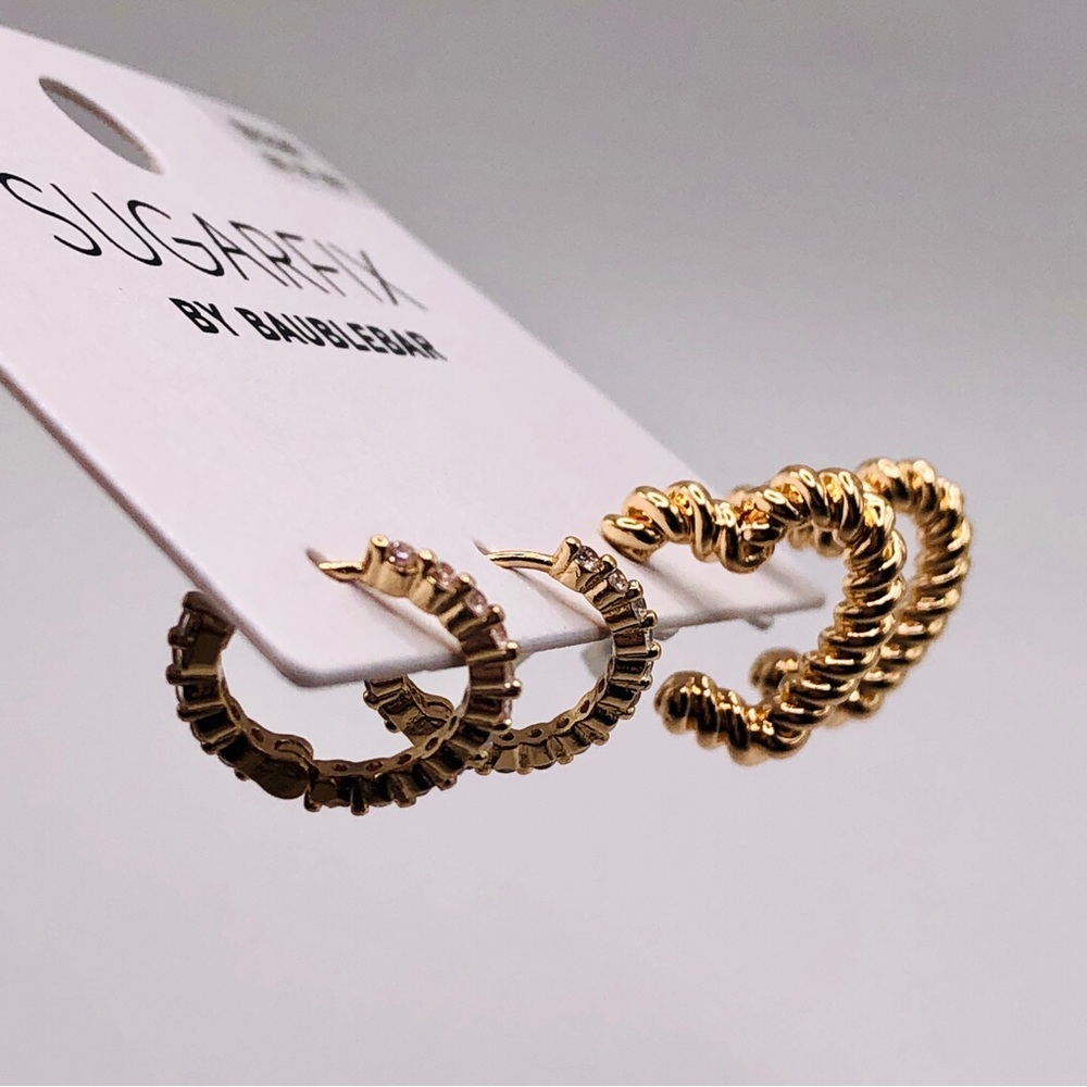 Sugarfix by Baublebar set of 2 earrings, heart shaped and small hoop